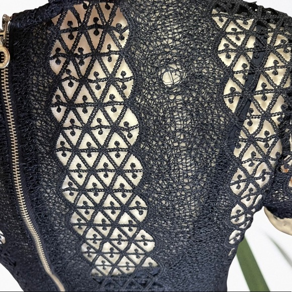 ZARA Basic| Navy Blue Maxi Dress with Lace/Eyelet overlay, fitted w Back Zip NWT - Picture 14 of 14